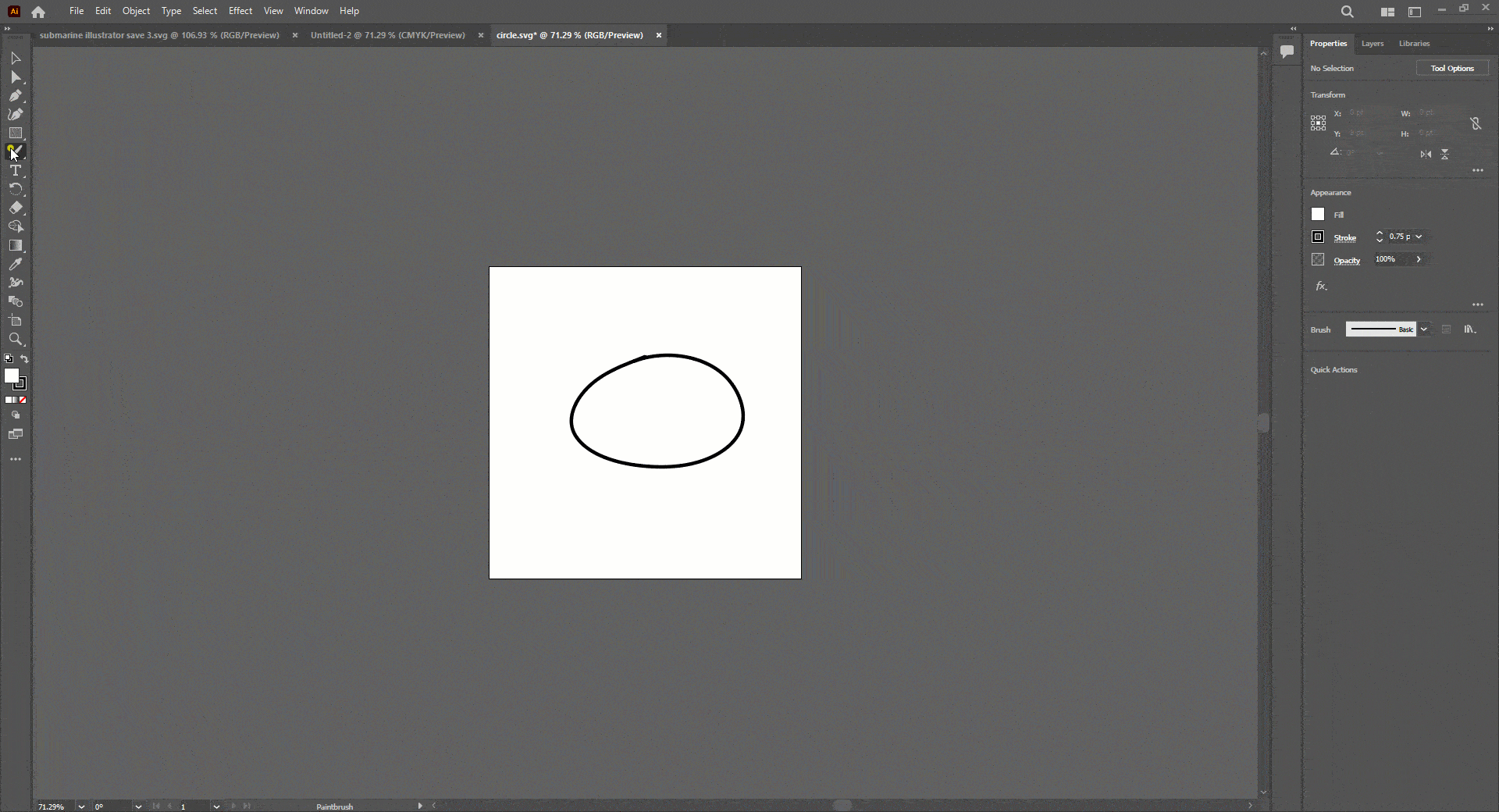 circle pencil tool and stroke width AI
